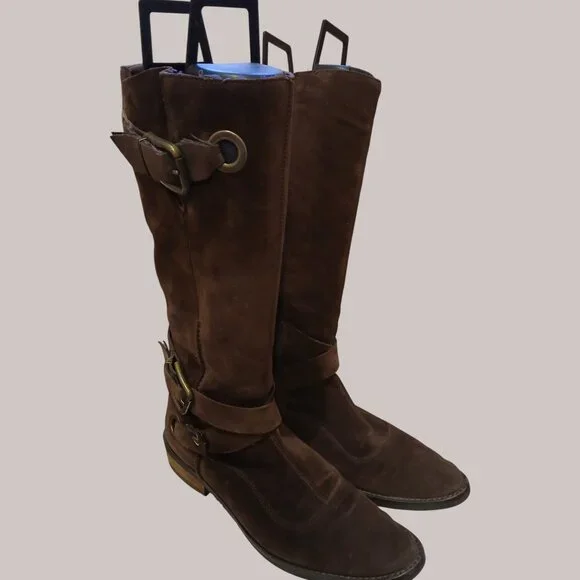 CORDANI Brown Suede Knee-high Boots Size 8M - Picture 2 of 9